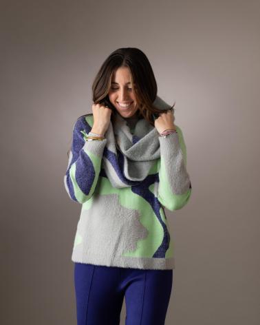 CACHECOL ESTAMPADO WHY NOT COLLECTION EM TONS DE VERDE VERDE