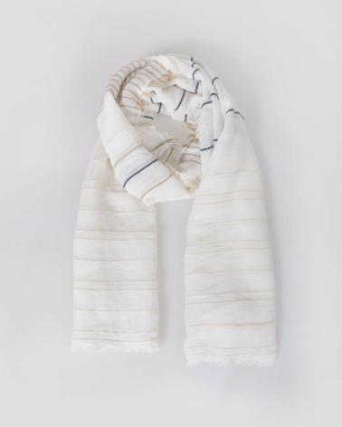 SYSTEMACTION LIGHTWEIGHT FRINGED SCARF ECRU CRUDO