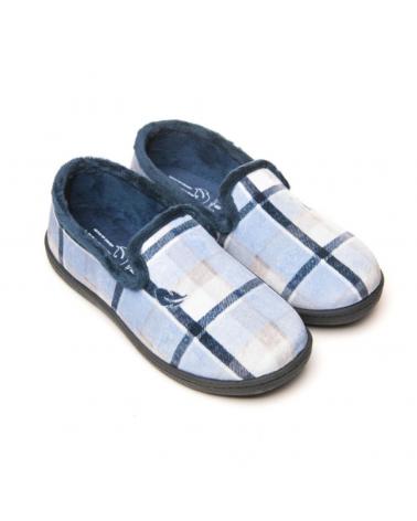 PLUMAFLEX ROAL DERRY BLUE PLAID HOUSE SLIPPERS AZUL CUADROS