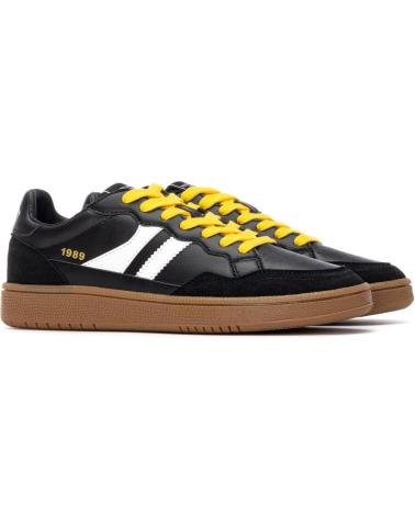 TÊNIS TEDDY SMITH 120309 PRETOS COM CADARÇOS AMARELOS NEGRO
