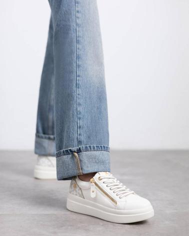 XTI 144233 WHITE SNEAKERS WITH ZIPPER AND MONOGRAM BLANCO