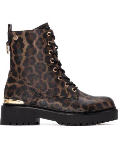 BOTAS MOTERAS XTI 144391 NEGRO CON ESTAMPADO LEOPARDO Y CIERRE DE CREMALLERA NEGRO