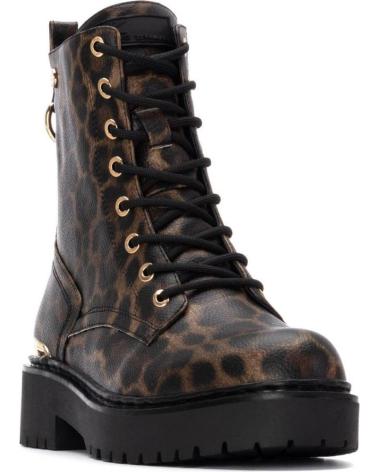 BOTAS MOTERAS XTI 144391 NEGRO CON ESTAMPADO LEOPARDO Y CIERRE DE CREMALLERA NEGRO
