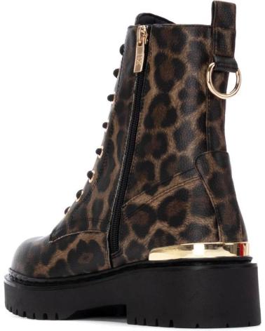 BOTAS MOTERAS XTI 144391 NEGRO CON ESTAMPADO LEOPARDO Y CIERRE DE CREMALLERA NEGRO