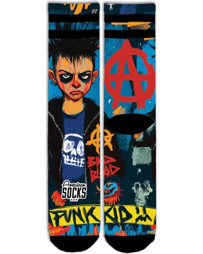 CALZE AMERICAN SOCKS 'PUNK KID' CON STAMPA GRAFICA BLU AZUL