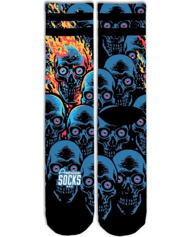 CALZE AMERICAN SOCKS KNUCKLEHEAD BLUE SKULLS ON FIRE AZUL