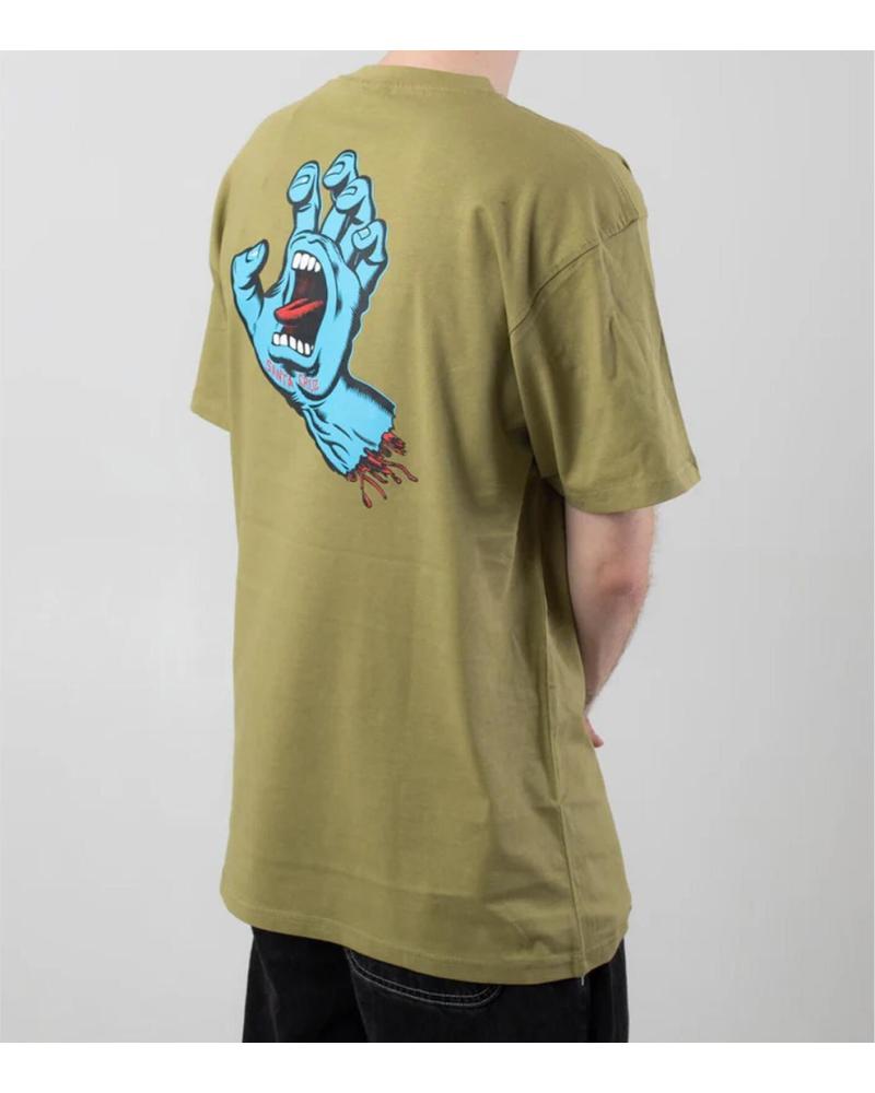 SANTA CRUZ T-SHIRT SCREAMING HAND CHEST - KHAKIGRÜN IGUANA GREEN