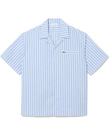 LACOSTE CAMICIA CASUAL MANICHE CORTE RIGHE BLU