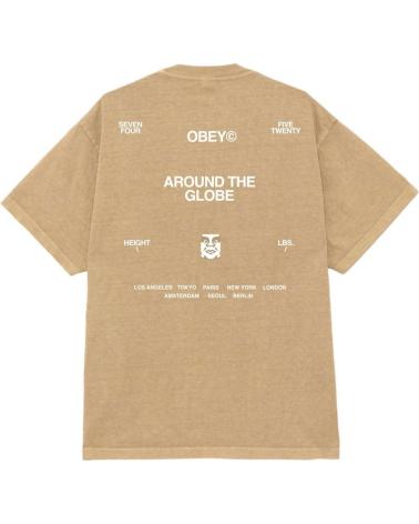 T-SHIRT OBEY HEAVYWEIGHT 'AROUND THE GLOBE' PIGMENT LIGHT