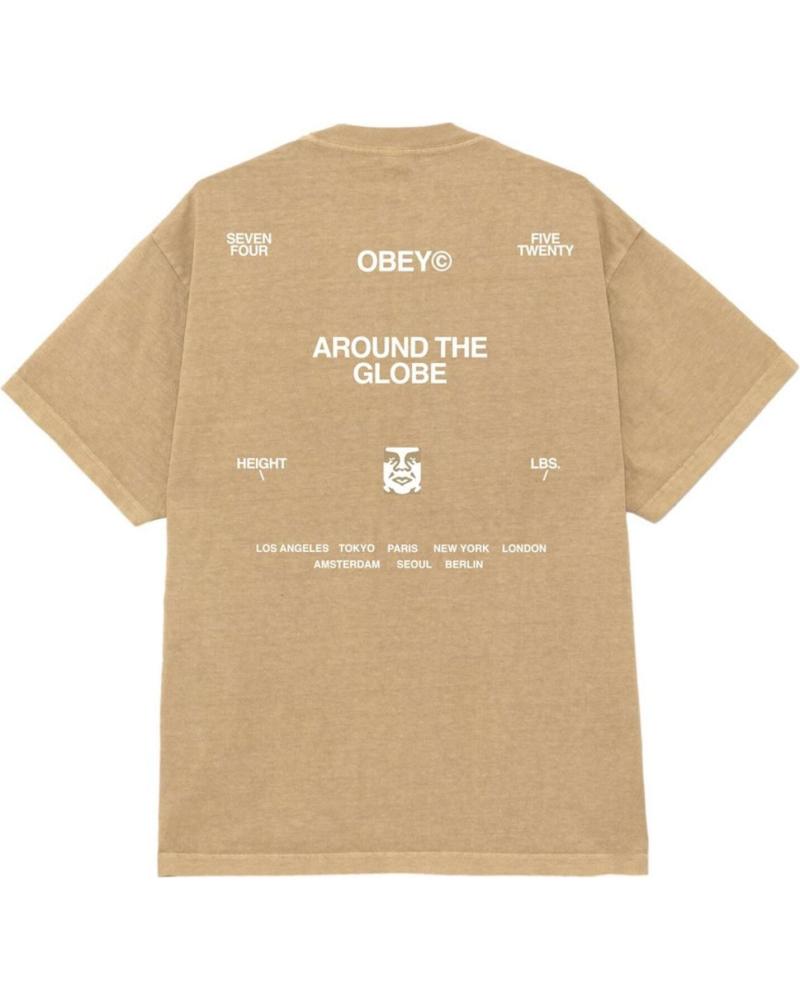 T-SHIRT OBEY HEAVYWEIGHT 'AROUND THE GLOBE' PIGMENT LIGHT