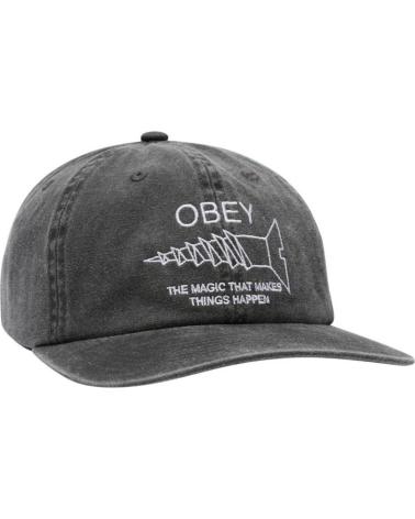 CASQUETTE OBEY 6 PANEL PIGMENT 'THINGS HAPPEN' STRAPBACK NOIR PIGMENTÉ