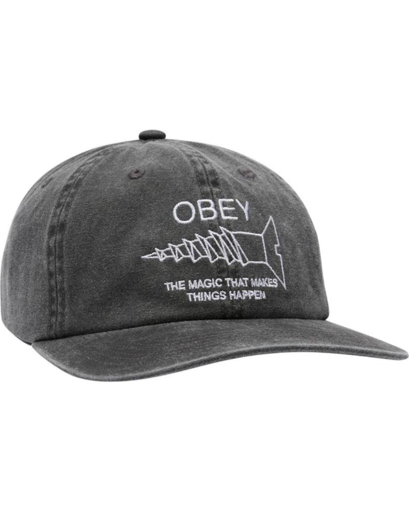 CASQUETTE OBEY 6 PANEL PIGMENT 'THINGS HAPPEN' STRAPBACK NOIR PIGMENTÉ