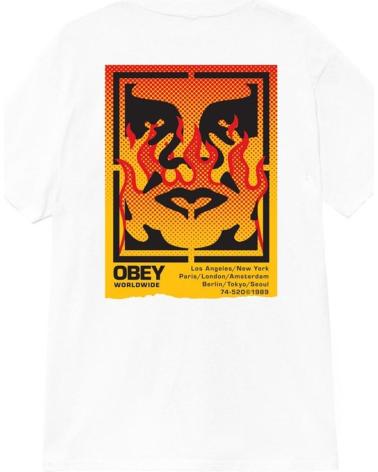 T-SHIRT OBEY ICON STENCIL FLAME BIANCA