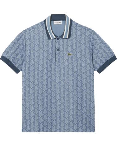 POLO LACOSTE IN JACQUARD CON MONOGRAMMA BLU