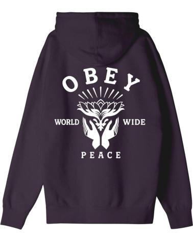 OBEY HOODIE LOTUS WITH HANDS PLUM PERFECT