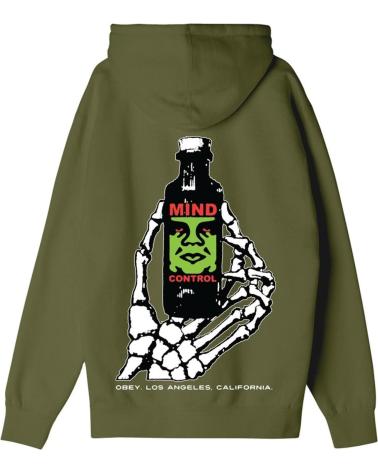 OBEY MIND CONTROL HOODED SWEATSHIRT MOSS GREEN
