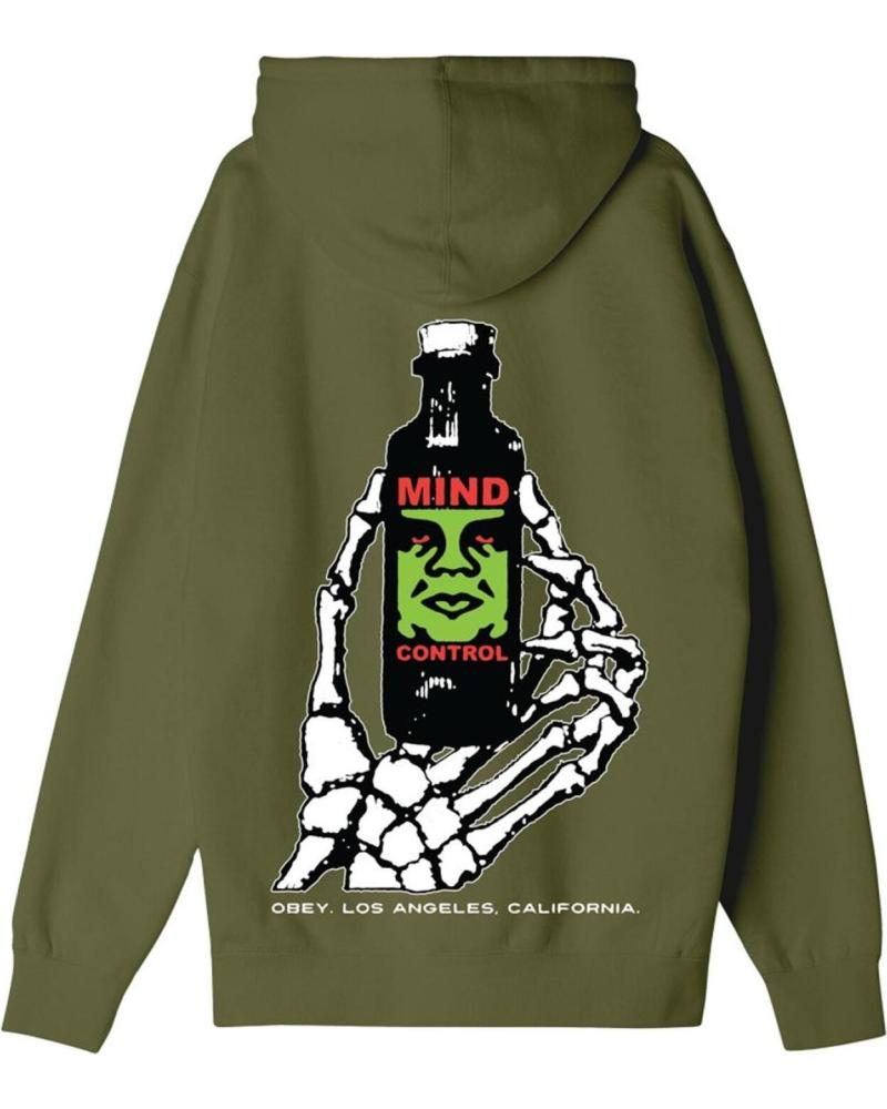 OBEY MIND CONTROL HOODED SWEATSHIRT MOSS GREEN