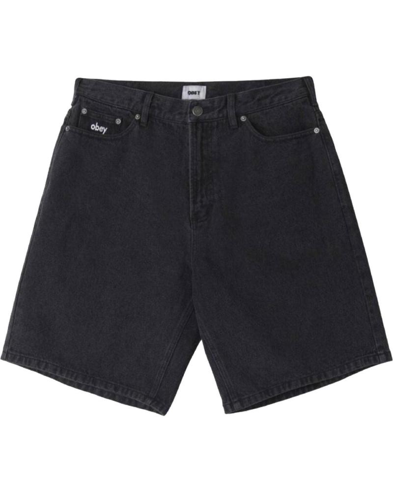 OBEY PANTALON CORTO VAQUERO BIGWIG BAGGY DENIM SHORT FADED BLACK