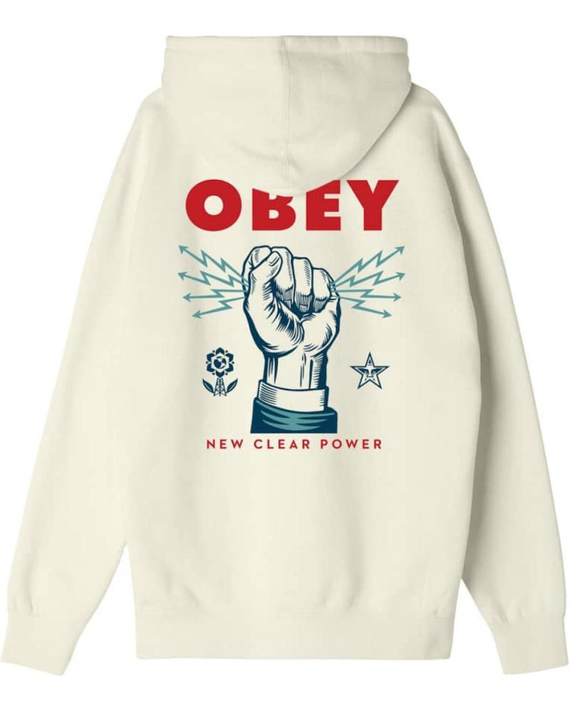FELPA CON CAPPUCCIO OBEY HEAVYWEIGHT BOX FIT NEW CLEAR POWER UNBLEACHED