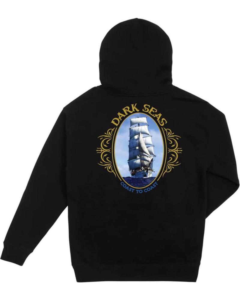 DARK SEAS GO BY SEA PULLOVER FLEECE HOODIE BLACK