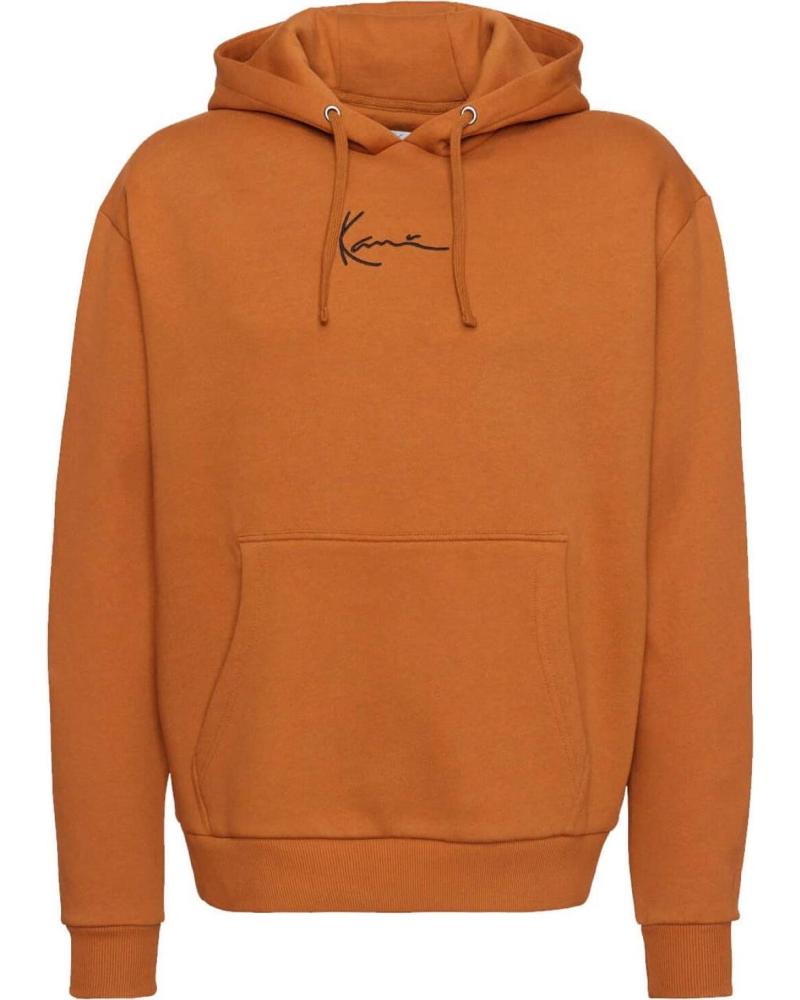 KARL KANI SMALL SIGNATURE ESSENTIAL HOODIE DARK COGNAC