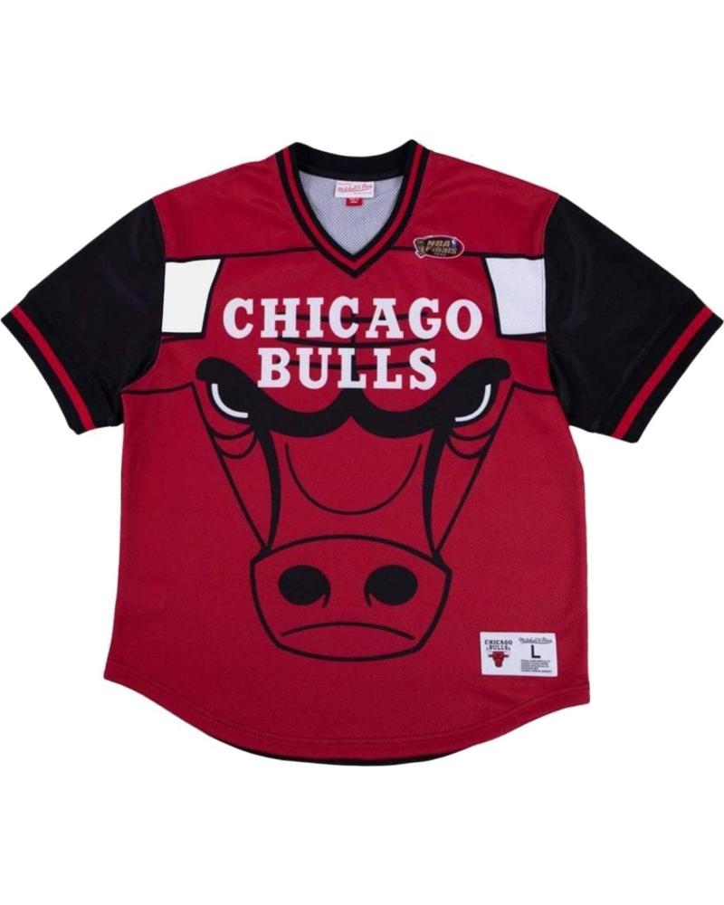 MITCHELL & NESS CHICAGO BULLS MAGLIA JUMBOTRON 3.0 MESH V-NECK ROSSA