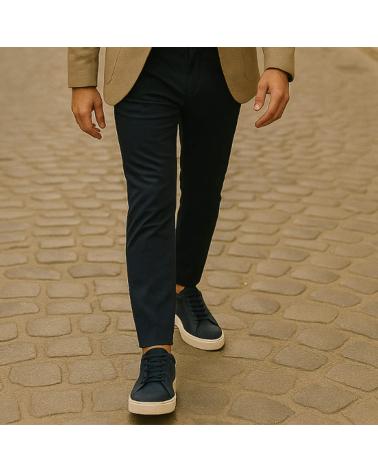 SNEAKERS DUCA DI MORRONE FABRIZIOPELLE IN PELLE BLU BLUE