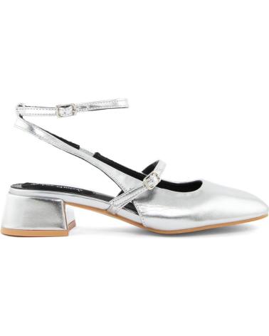 DÉCOLLETÉ CON TACCO BASSO FASHION ATTITUDE FAM9919 ARGENTO CON CINGHIE INCROCIATE GREY