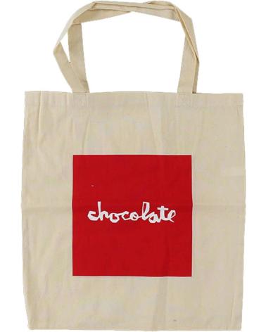CHOCOLATE BOLSO TOTE CHOC RED SQUARE CANVAS NATURAL