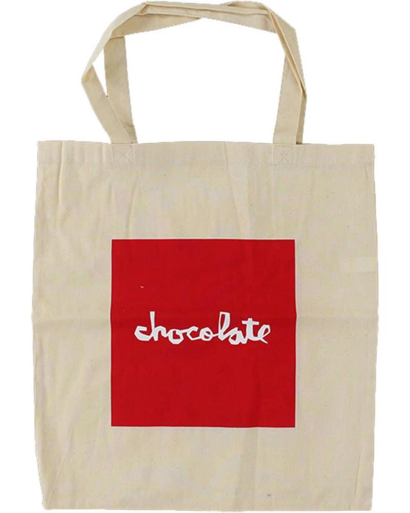 CHOCOLATE BOLSO TOTE CHOC RED SQUARE CANVAS NATURAL