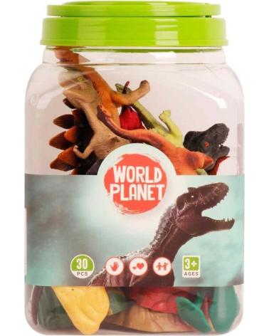 TOY PLANET SET DI STATUETTE DI DINOSAURI ASSORTITE IN BARATTOLO CONTENITORE MULTICOLOR