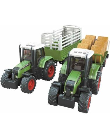 TOY PLANET CONJUNTO DE 2 TRATORES DE BRINQUEDO COM REBOQUES - FAZENDA REALISTA MULTICOLOR