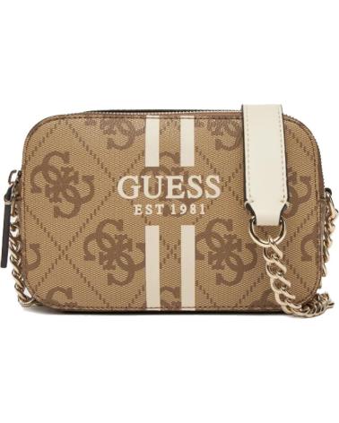SAC BANDOULIÈRE GUESS HWOS96 72140 MARRON AVEC MONOGRAMME ET CHAÎNE DORÉE LTL