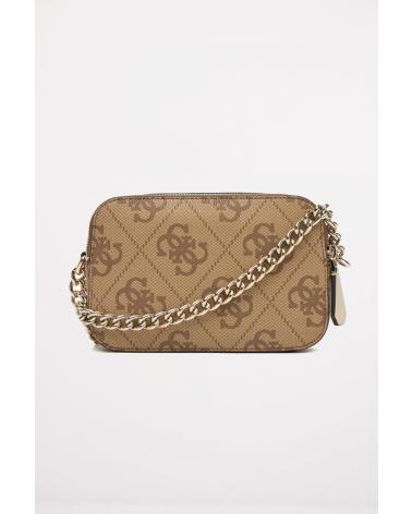 SAC BANDOULIÈRE GUESS HWOS96 72140 MARRON AVEC MONOGRAMME ET CHAÎNE DORÉE LTL