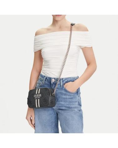 SAC BANDOULIÈRE GUESS HWOS96 72140 GRIS AVEC MONOGRAMME ET CHAÎNE DORÉE CLO