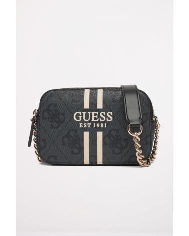 SAC BANDOULIÈRE GUESS HWOS96 72140 GRIS AVEC MONOGRAMME ET CHAÎNE DORÉE CLO