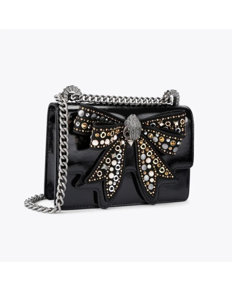 KURT GEIGER LONDON SAC BANDOULIÈRE BOW SMALL SHOREDITCH NOIR CHRCL