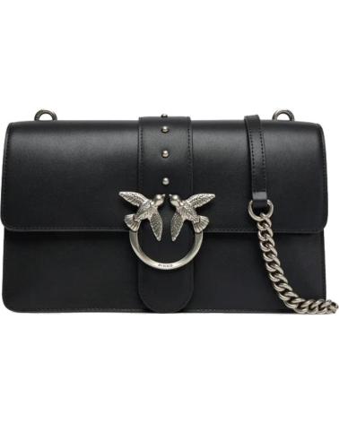 SAC BANDOULIÈRE PINKO LOVE ONE CLASSIC ST CL NOIR Z99O AVEC CHAÎNE ARGENTÉE Z99O