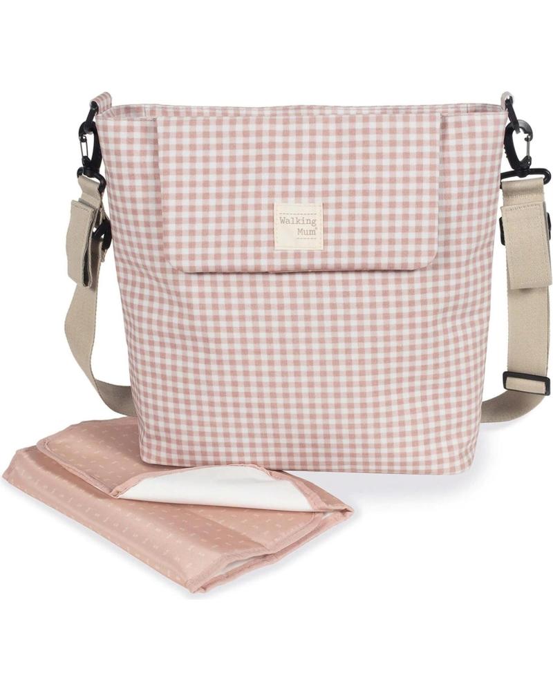 BOLSO CAMBIADOR WALKING MUM DE PASEO ROSA CON ESTAMPADO CUADROS ROSA