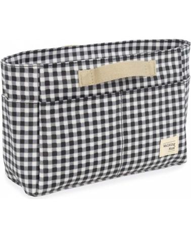 WALKING MUM BEAUTY CASE ORGANIZZATORE PER NEONATI - DESIGN QUADRI VICHY NERO NEGRO