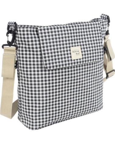 WALKING MUM BORSA FASCIATOIO A TRACOLLA QUADRI VICHY NERA NEGRO
