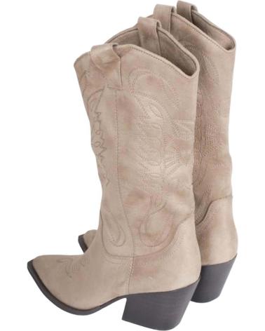 BOTAS COWBOY DE MULHER ABBACINO EM CAMURÇA BEGE ESTILO WESTERN BEIGE