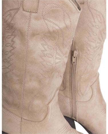 BOTAS COWBOY DE MULHER ABBACINO EM CAMURÇA BEGE ESTILO WESTERN BEIGE