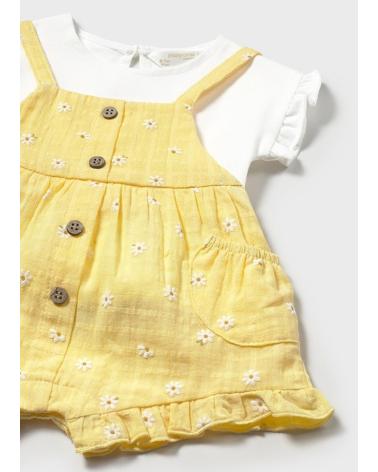 MAYORAL DUNGAREES AND T-SHIRT SET SUNNY YELLOW REF. 1 662 020 AMARILLO