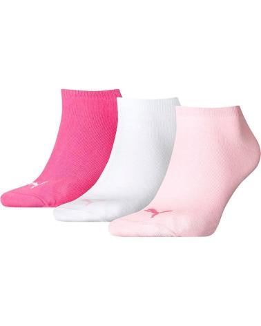 PUMA CONFEZIONE DA 3 CALZINI CORTI MULTICOLORE PER DONNA (ROSA, BIANCO, FUCSIA) ROSA