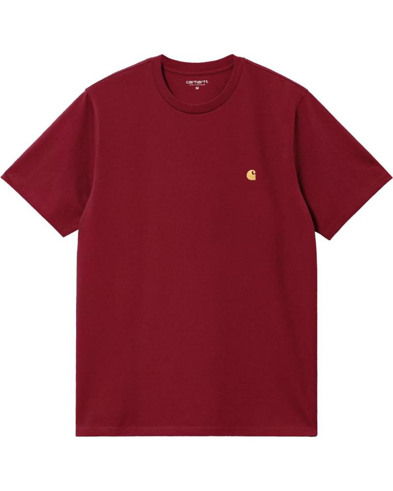 CARHARTT WIP T-SHIRT CHASE MANGA CURTA ESCARLATE OURO NAN