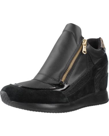 GEOX D NYDAME C9996 - BOTTINE SNEAKER NOIRE AVEC FERMETURE ÉCLAIR DORÉE C9996