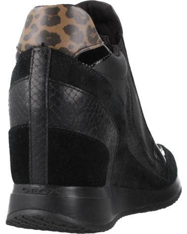 GEOX D NYDAME C9996 - BOTTINE SNEAKER NOIRE AVEC FERMETURE ÉCLAIR DORÉE C9996