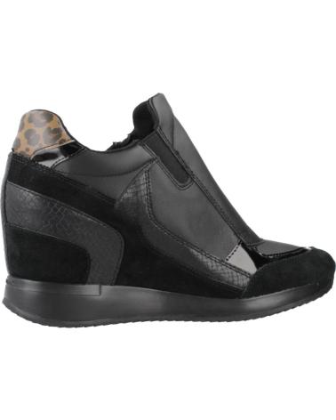GEOX D NYDAME C9996 - BOTTINE SNEAKER NOIRE AVEC FERMETURE ÉCLAIR DORÉE C9996