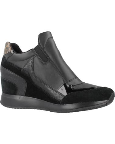 GEOX D NYDAME C9996 - BOTTINE SNEAKER NOIRE AVEC FERMETURE ÉCLAIR DORÉE C9996